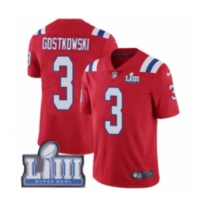 Men's Nike New England Patriots #3 Stephen Gostkowski Red Alternate Vapor Untouchable Limited Player Super Bowl LIII Bound NFL Jersey