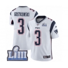 Men's Nike New England Patriots #3 Stephen Gostkowski White Vapor Untouchable Limited Player Super Bowl LIII Bound NFL Jersey