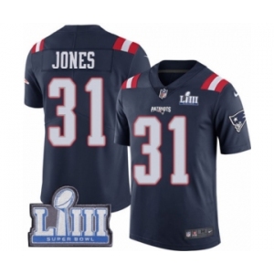 Men's Nike New England Patriots #31 Jonathan Jones Limited Navy Blue Rush Vapor Untouchable Super Bowl LIII Bound NFL Jersey