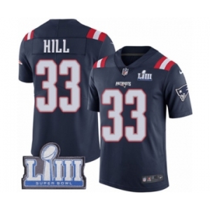 Men's Nike New England Patriots #33 Jeremy Hill Limited Navy Blue Rush Vapor Untouchable Super Bowl LIII Bound NFL Jersey