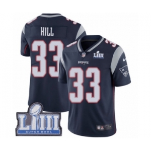 Men's Nike New England Patriots #33 Jeremy Hill Navy Blue Team Color Vapor Untouchable Limited Player Super Bowl LIII Bound NFL Jersey