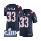 Men's Nike New England Patriots #33 Kevin Faulk Limited Navy Blue Rush Vapor Untouchable Super Bowl LIII Bound NFL Jersey