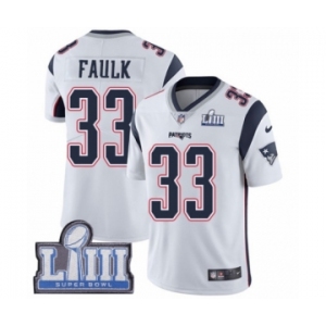 Men's Nike New England Patriots #33 Kevin Faulk White Vapor Untouchable Limited Player Super Bowl LIII Bound NFL Jersey