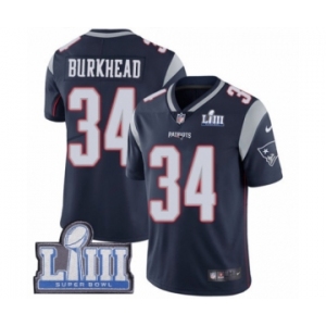 Men's Nike New England Patriots #34 Rex Burkhead Navy Blue Team Color Vapor Untouchable Limited Player Super Bowl LIII Bound NFL Jersey