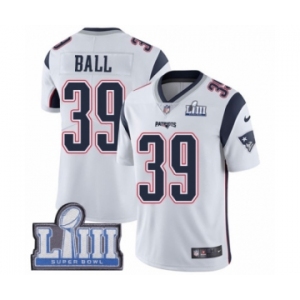 Men's Nike New England Patriots #39 Montee Ball White Vapor Untouchable Limited Player Super Bowl LIII Bound NFL Jersey