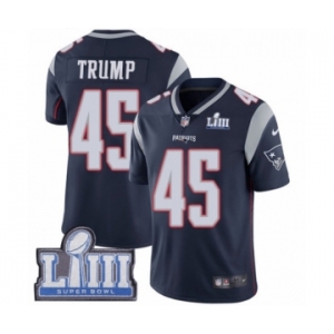 Men's Nike New England Patriots #45 Donald Trump Navy Blue Team Color Vapor Untouchable Limited Player Super Bowl LIII Bound NFL Jersey