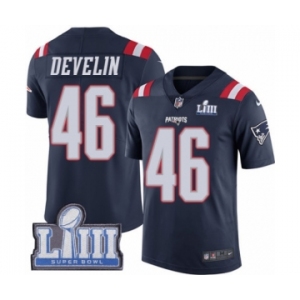 Men's Nike New England Patriots #46 James Develin Limited Navy Blue Rush Vapor Untouchable Super Bowl LIII Bound NFL Jersey