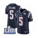 Men's Nike New England Patriots #5 Danny Etling Navy Blue Team Color Vapor Untouchable Limited Player Super Bowl LIII Bound NFL Jersey