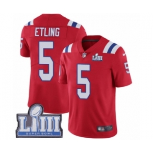 Men's Nike New England Patriots #5 Danny Etling Red Alternate Vapor Untouchable Limited Player Super Bowl LIII Bound NFL Jersey