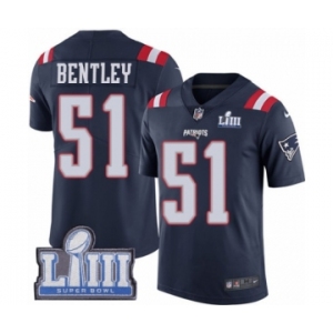 Men's Nike New England Patriots #51 Ja'Whaun Bentley Limited Navy Blue Rush Vapor Untouchable Super Bowl LIII Bound NFL Jersey