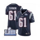 Men's Nike New England Patriots #61 Marcus Cannon Navy Blue Team Color Vapor Untouchable Limited Player Super Bowl LIII Bound NFL Jersey