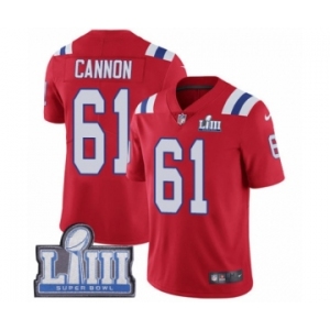 Men's Nike New England Patriots #61 Marcus Cannon Red Alternate Vapor Untouchable Limited Player Super Bowl LIII Bound NFL Jersey