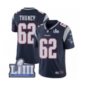 Men's Nike New England Patriots #62 Joe Thuney Navy Blue Team Color Vapor Untouchable Limited Player Super Bowl LIII Bound NFL Jersey