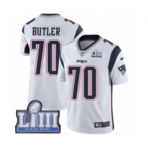 Men's Nike New England Patriots #70 Adam Butler White Vapor Untouchable Limited Player Super Bowl LIII Bound NFL Jersey