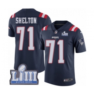 Men's Nike New England Patriots #71 Danny Shelton Limited Navy Blue Rush Vapor Untouchable Super Bowl LIII Bound NFL Jersey
