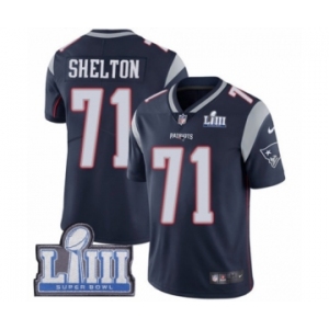 Men's Nike New England Patriots #71 Danny Shelton Navy Blue Team Color Vapor Untouchable Limited Player Super Bowl LIII Bound NFL Jersey