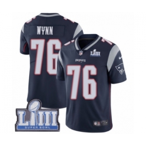 Men's Nike New England Patriots #76 Isaiah Wynn Navy Blue Team Color Vapor Untouchable Limited Player Super Bowl LIII Bound NFL Jersey