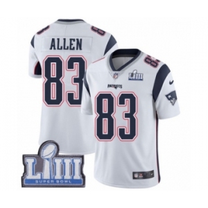 Men's Nike New England Patriots #83 Dwayne Allen White Vapor Untouchable Limited Player Super Bowl LIII Bound NFL Jersey