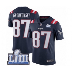 Men's Nike New England Patriots #87 Rob Gronkowski Limited Navy Blue Rush Vapor Untouchable Super Bowl LIII Bound NFL Jersey