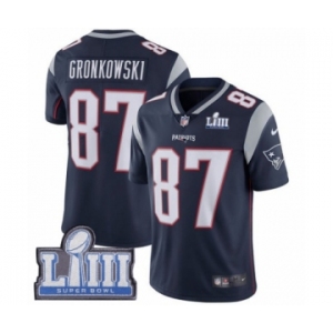 Men's Nike New England Patriots #87 Rob Gronkowski Navy Blue Team Color Vapor Untouchable Limited Player Super Bowl LIII Bound NFL Jersey