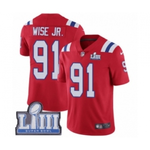Men's Nike New England Patriots #91 Deatrich Wise Jr Red Alternate Vapor Untouchable Limited Player Super Bowl LIII Bound NFL Jersey