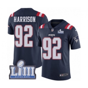 Men's Nike New England Patriots #92 James Harrison Limited Navy Blue Rush Vapor Untouchable Super Bowl LIII Bound NFL Jersey