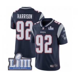 Men's Nike New England Patriots #92 James Harrison Navy Blue Team Color Vapor Untouchable Limited Player Super Bowl LIII Bound NFL Jersey