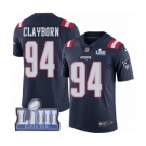 Men's Nike New England Patriots #94 Adrian Clayborn Limited Navy Blue Rush Vapor Untouchable Super Bowl LIII Bound NFL Jersey