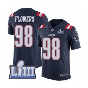 Men's Nike New England Patriots #98 Trey Flowers Limited Navy Blue Rush Vapor Untouchable Super Bowl LIII Bound NFL Jersey