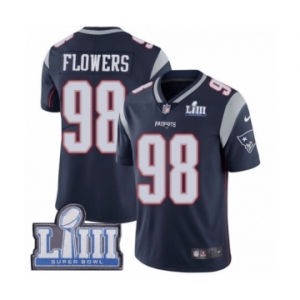 Men's Nike New England Patriots #98 Trey Flowers Navy Blue Team Color Vapor Untouchable Limited Player Super Bowl LIII Bound NFL Jersey