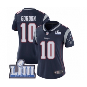 Women's Nike New England Patriots #10 Josh Gordon Navy Blue Team Color Vapor Untouchable Limited Player Super Bowl LIII Bound NFL Jersey