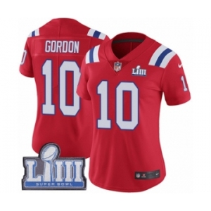 Women's Nike New England Patriots #10 Josh Gordon Red Alternate Vapor Untouchable Limited Player Super Bowl LIII Bound NFL Jersey
