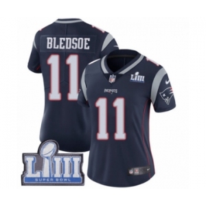 Women's Nike New England Patriots #11 Drew Bledsoe Navy Blue Team Color Vapor Untouchable Limited Player Super Bowl LIII Bound NFL Jersey