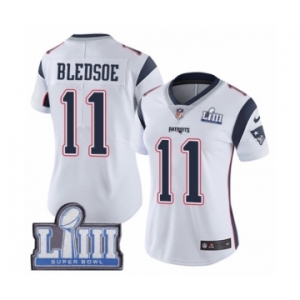 Women's Nike New England Patriots #11 Drew Bledsoe White Vapor Untouchable Limited Player Super Bowl LIII Bound NFL Jersey