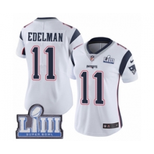 Women's Nike New England Patriots #11 Julian Edelman White Vapor Untouchable Limited Player Super Bowl LIII Bound NFL Jersey