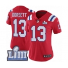 Women's Nike New England Patriots #13 Phillip Dorsett Red Alternate Vapor Untouchable Limited Player Super Bowl LIII Bound NFL Jersey