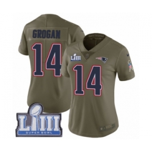 Women's Nike New England Patriots #14 Steve Grogan Limited Olive 2017 Salute to Service Super Bowl LIII Bound NFL Jersey