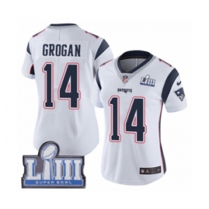 Women's Nike New England Patriots #14 Steve Grogan White Vapor Untouchable Limited Player Super Bowl LIII Bound NFL Jersey