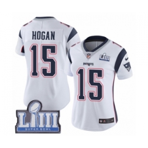 Women's Nike New England Patriots #15 Chris Hogan White Vapor Untouchable Limited Player Super Bowl LIII Bound NFL Jersey