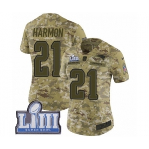 Women's Nike New England Patriots #21 Duron Harmon Limited Camo 2018 Salute to Service Super Bowl LIII Bound NFL Jersey