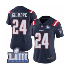 Women's Nike New England Patriots #24 Stephon Gilmore Limited Navy Blue Rush Vapor Untouchable Super Bowl LIII Bound NFL Jersey