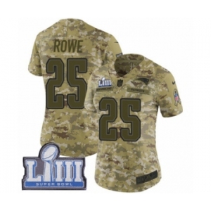 Women's Nike New England Patriots #25 Eric Rowe Limited Camo 2018 Salute to Service Super Bowl LIII Bound NFL Jersey