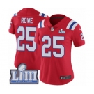 Women's Nike New England Patriots #25 Eric Rowe Red Alternate Vapor Untouchable Limited Player Super Bowl LIII Bound NFL Jersey