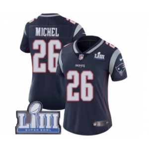 Women's Nike New England Patriots #26 Sony Michel Navy Blue Team Color Vapor Untouchable Limited Player Super Bowl LIII Bound NFL Jersey