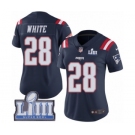 Women's Nike New England Patriots #28 James White Limited Navy Blue Rush Vapor Untouchable Super Bowl LIII Bound NFL Jersey