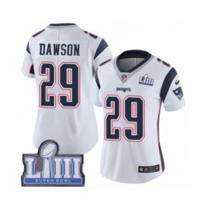 Women's Nike New England Patriots #29 Duke Dawson White Vapor Untouchable Limited Player Super Bowl LIII Bound NFL Jersey