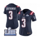 Women's Nike New England Patriots #3 Stephen Gostkowski Limited Navy Blue Rush Vapor Untouchable Super Bowl LIII Bound NFL Jersey