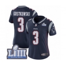 Women's Nike New England Patriots #3 Stephen Gostkowski Navy Blue Team Color Vapor Untouchable Limited Player Super Bowl LIII Bound NFL Jersey