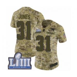 Women's Nike New England Patriots #31 Jonathan Jones Limited Camo 2018 Salute to Service Super Bowl LIII Bound NFL Jersey