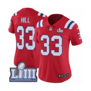 Women's Nike New England Patriots #33 Jeremy Hill Red Alternate Vapor Untouchable Limited Player Super Bowl LIII Bound NFL Jersey